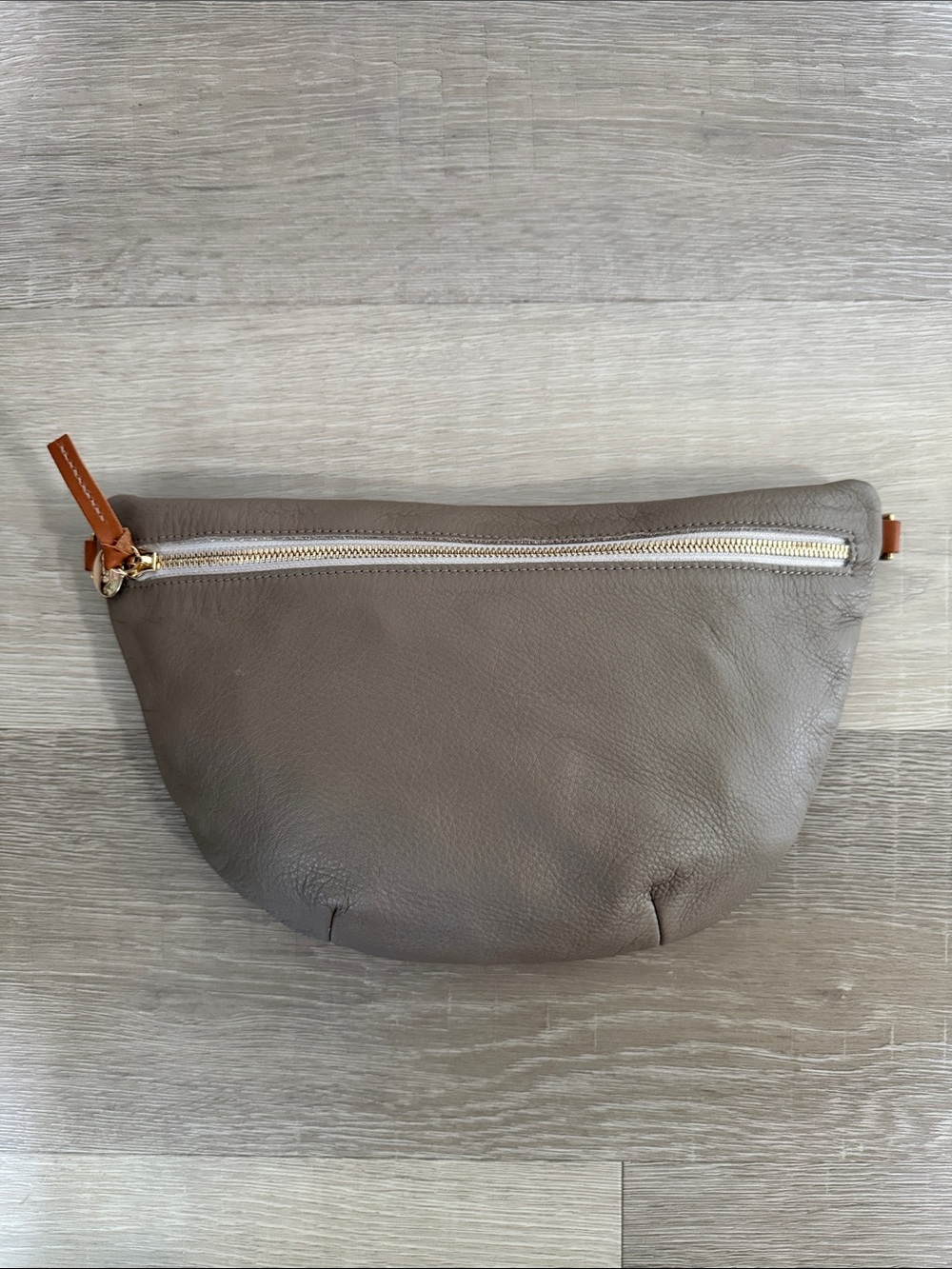 Clare V Taupe Leather Grande Fanny with Tan Strap